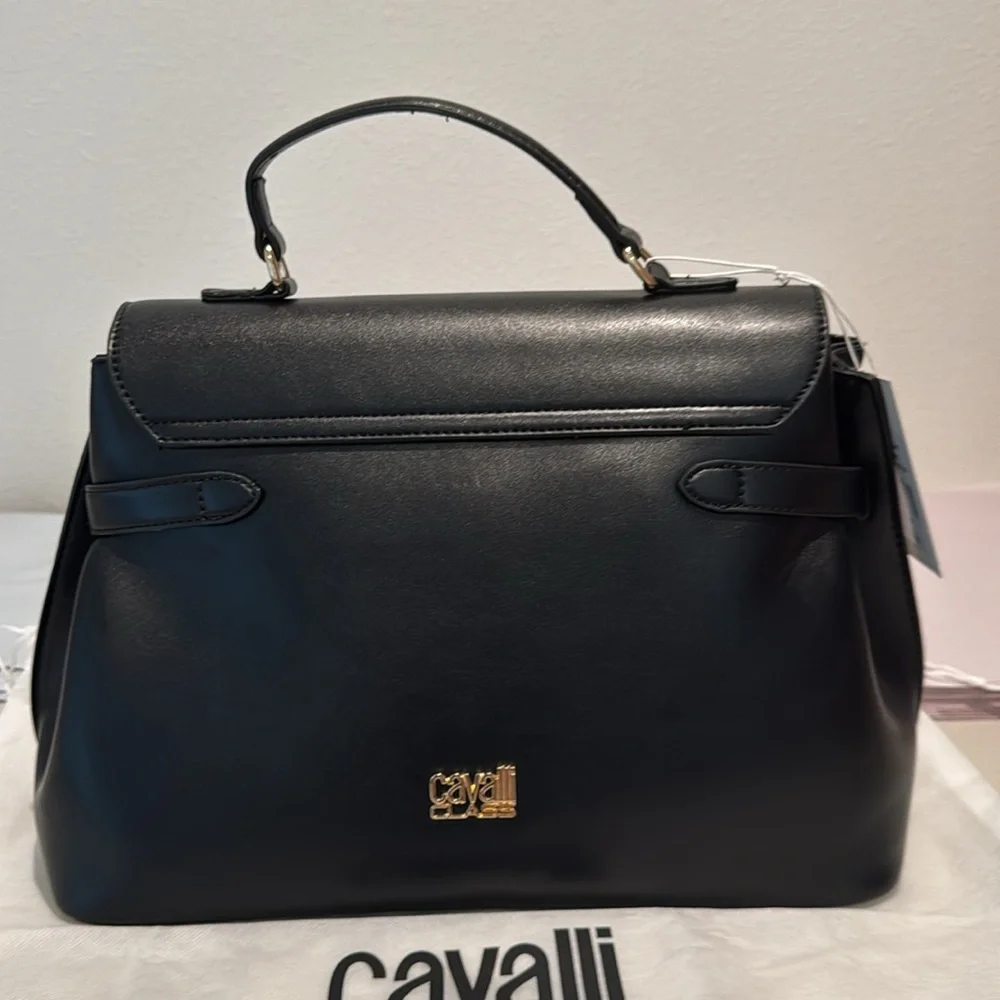 Cavalli Class Large Black Leather Handbag - Picture 3 of 8